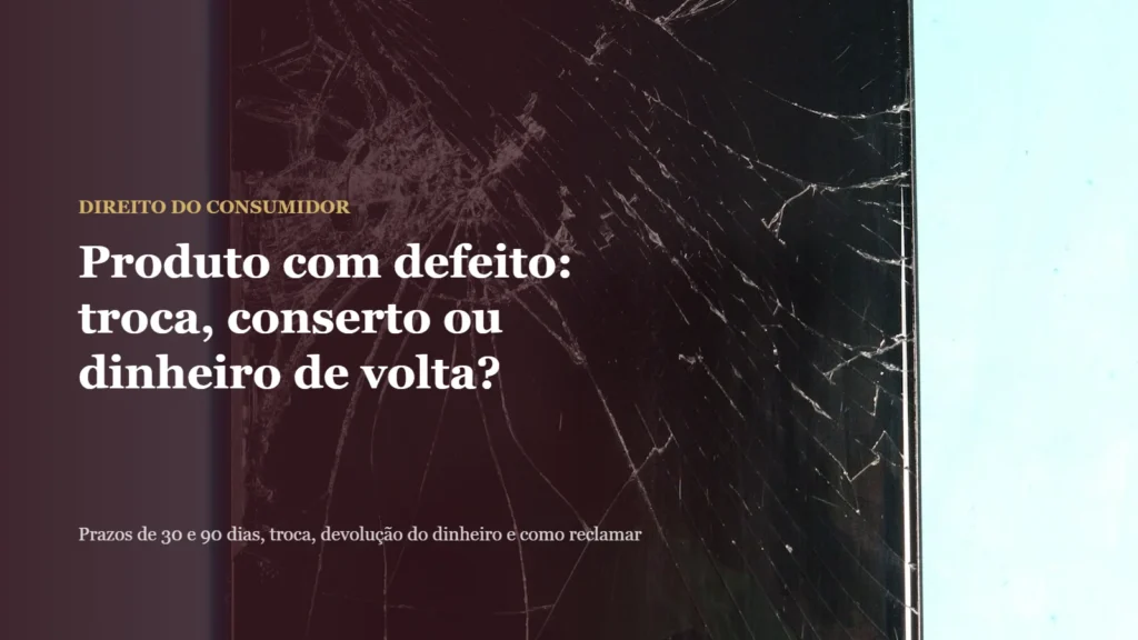 Produto com defeito: celular com a tela quebrada sobre superfície azul